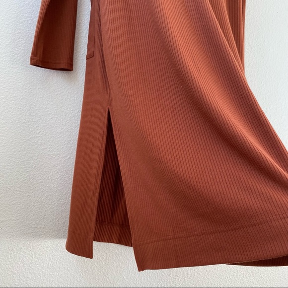 029. NWOT Halogen Ribbed Side Slit Open Button Front Long Maxi Sweater - Picture 4 of 12